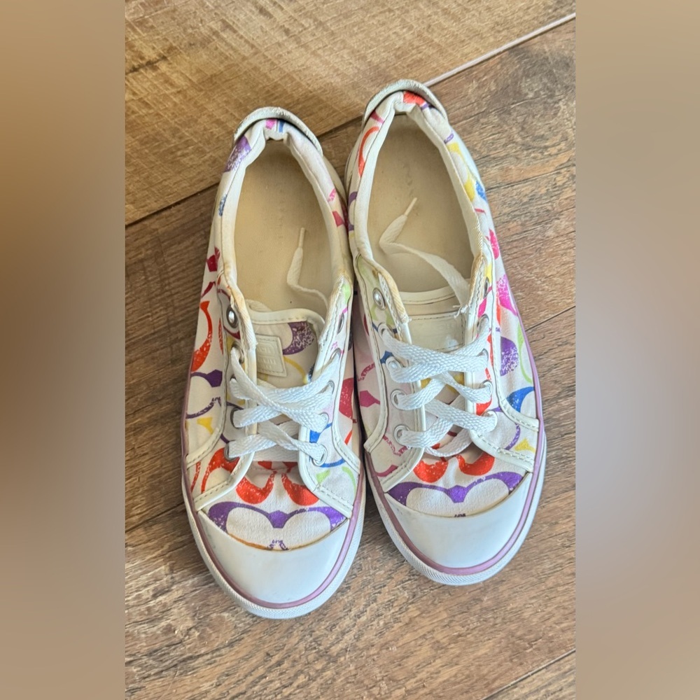 Coach Barrett Sneakers Shoes Womens Signature Lace Up Canvas Women's Sz 7B